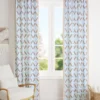 1 White Printed Cotton Curtain