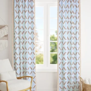 White Printed Cotton Curtain