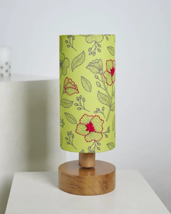 Wooden Floral Hand-Stitched Lampshade