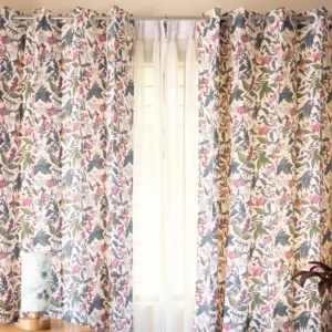 1 Floral Themed Mix Cotton Curtains