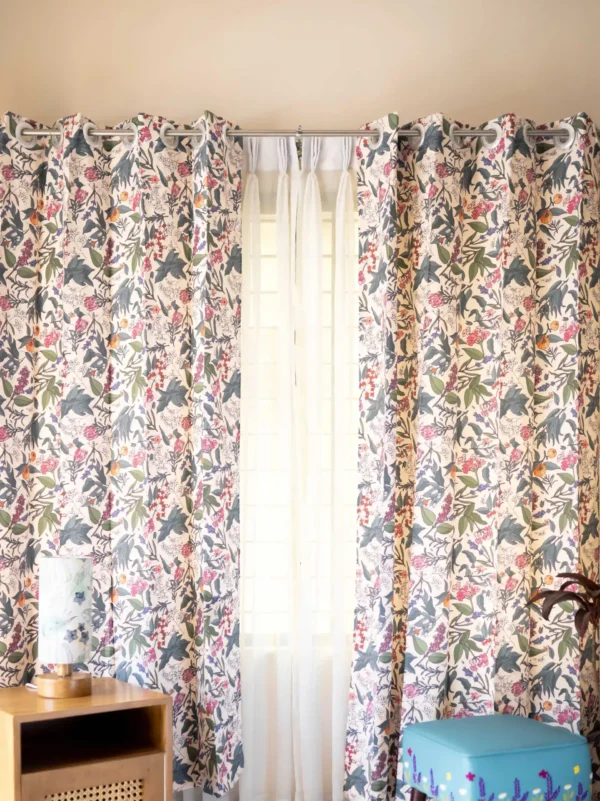 Floral Themed Mix Cotton Curtains