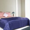 1 Royal Blue Embroidered Cotton-Silk Polyester Quilt