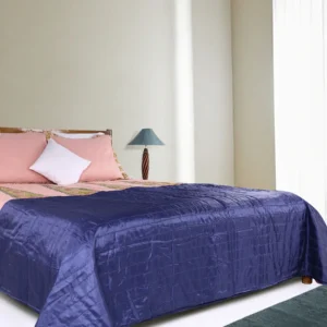 1 Royal Blue Embroidered Cotton-Silk Polyester Quilt