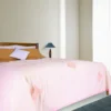 Light Pink Printed and Embroidered Cotton Quilt