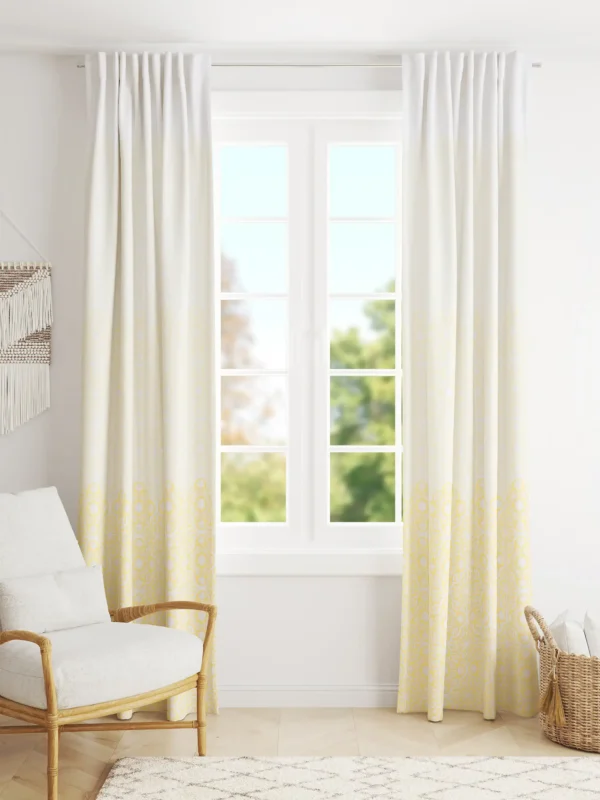 White Printed Cotton Curtain