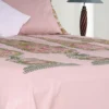 Peach Printed and Embroidered Cotton Bed Cover