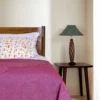 Light Pink Printed and Embroidered Cotton Quilt